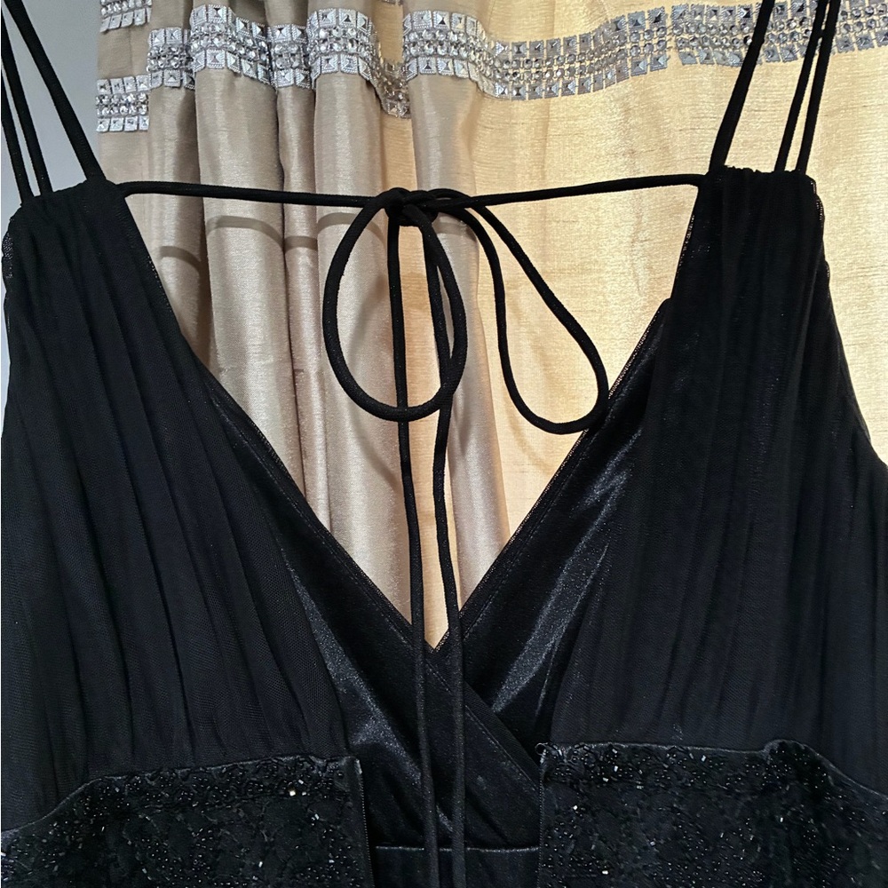Xscape Black Maxi Dress with Spaghetti Straps